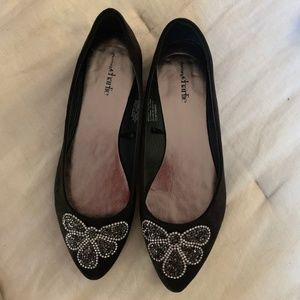 women black beaded evening shoes /flats 10 M